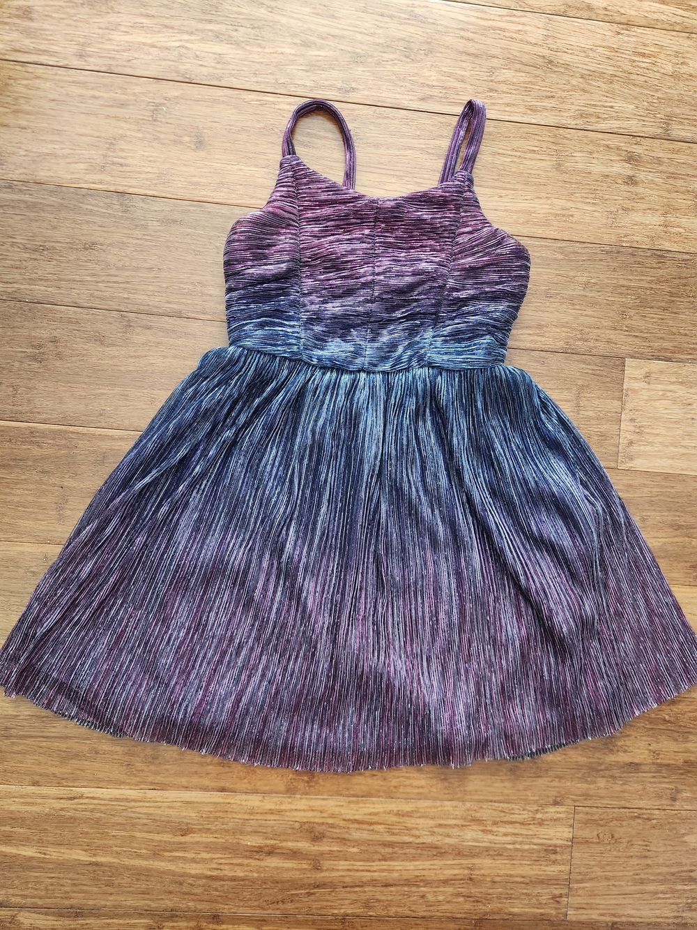 Zenzi Girls Ombre Purple and Blue Pleated Party Dress, Medium 8